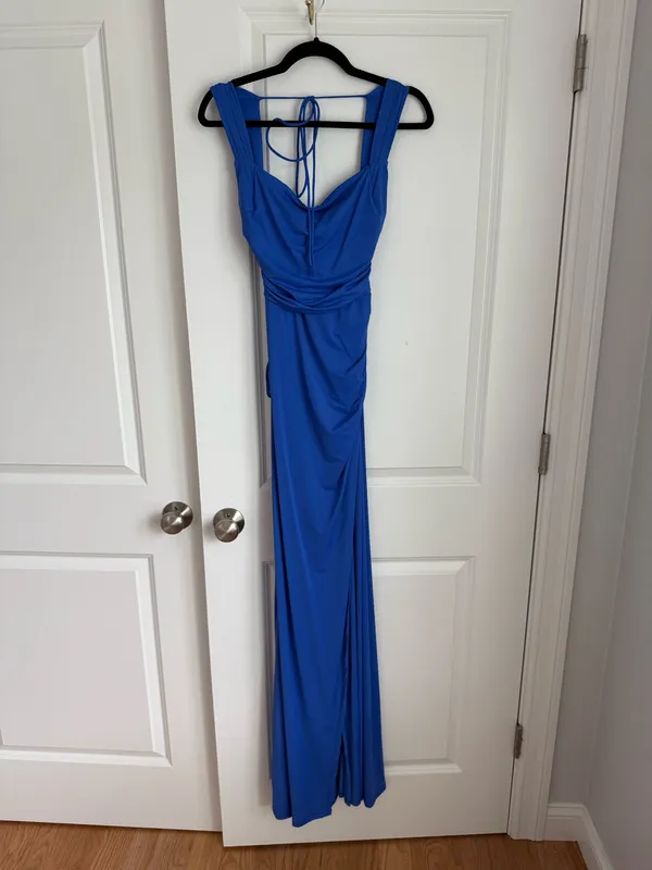 Lucy in the Sky royal blue backless dress with bow detail - Image 3