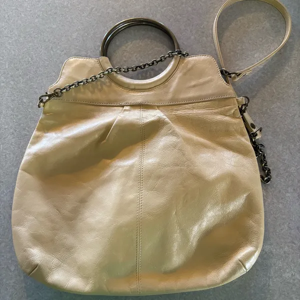 Vintage Hobo Yellow Leather Ring Handle Boho Chic Preppy Coastal Crossbody M - Image 3