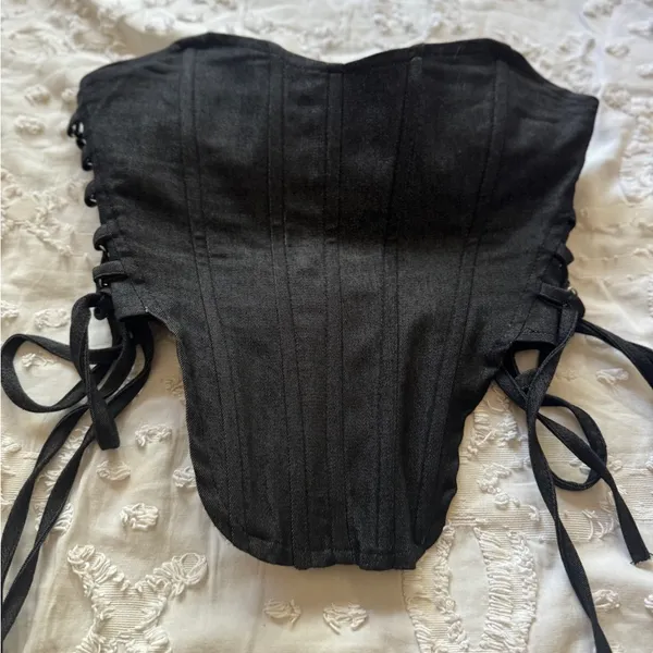 2Cute S Black Washed Tie Adjustable Tightness Corset - Image 2
