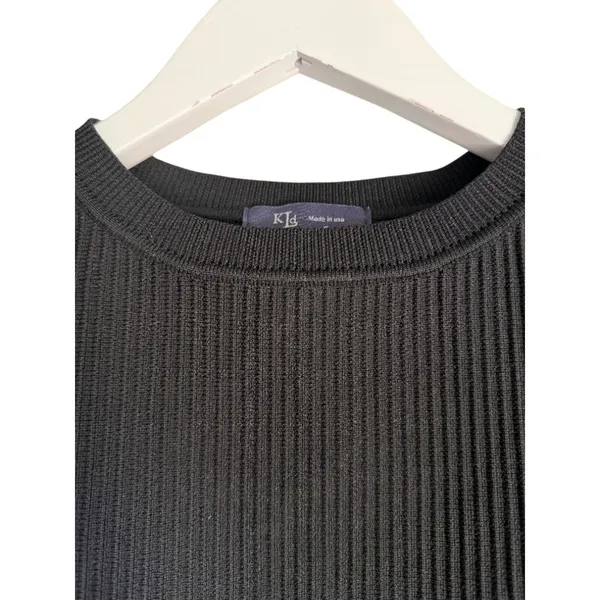 KLD Black Ribbed Knit Cropped Tank Top Small Made USA - Image 6