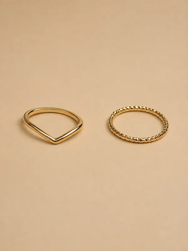 Simple & Dainty 14K Gold Filled Ring Set Size 6 - Image 3