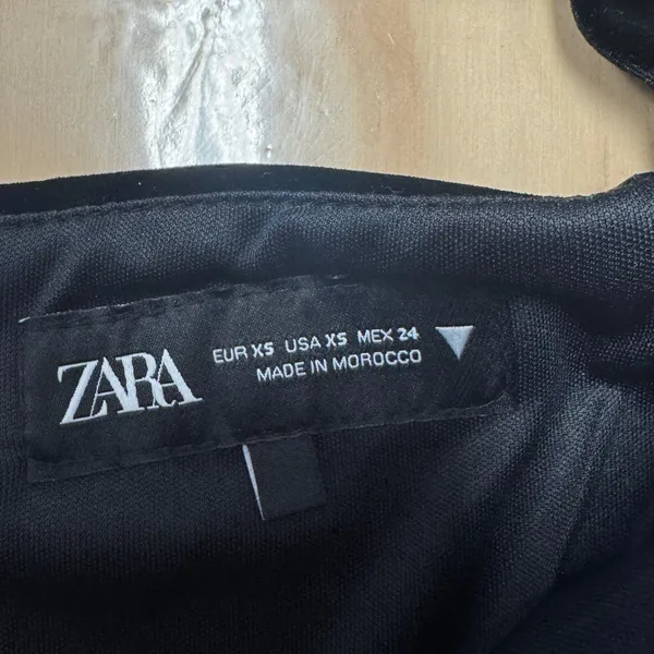 Zara Black Velvet Bow Shoulder Mini Dress Square Neck 9763/072/800 XS Holiday - Image 7