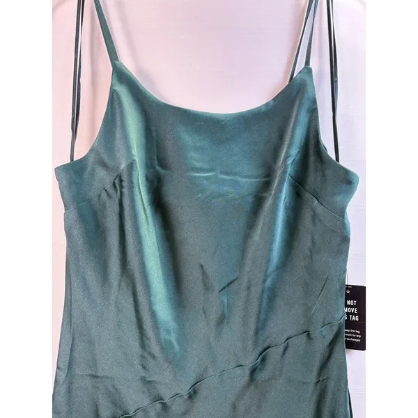 Express Women's Slip Dress Green‎ Jewel tone Satin Midi Spaghetti Strap NwT XS - Image 3