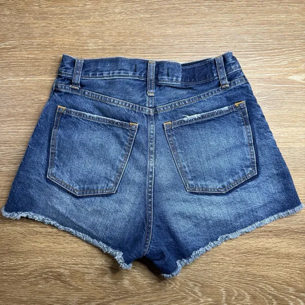 Abercrombie & Fitch High Rise Distressed Denim Shorts Women's Size 25 Raw Hem - Image 10