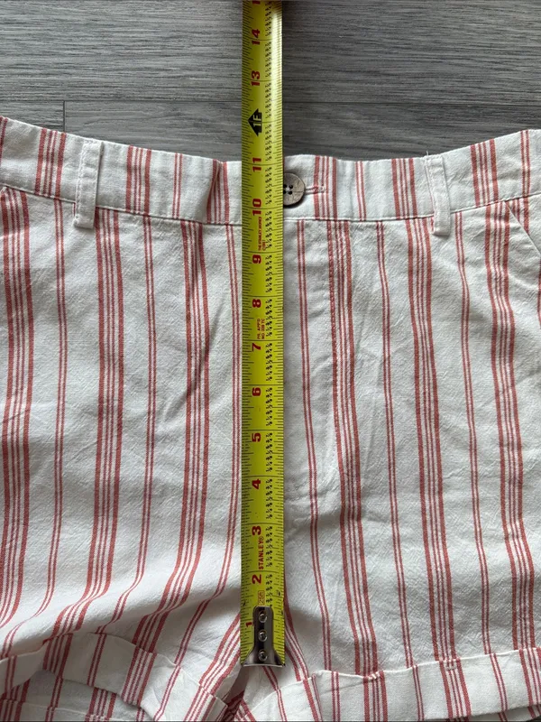 Forever 21 Striped Cotton Blend Women's Shorts in Cream with Red Stripe Size S - Image 5