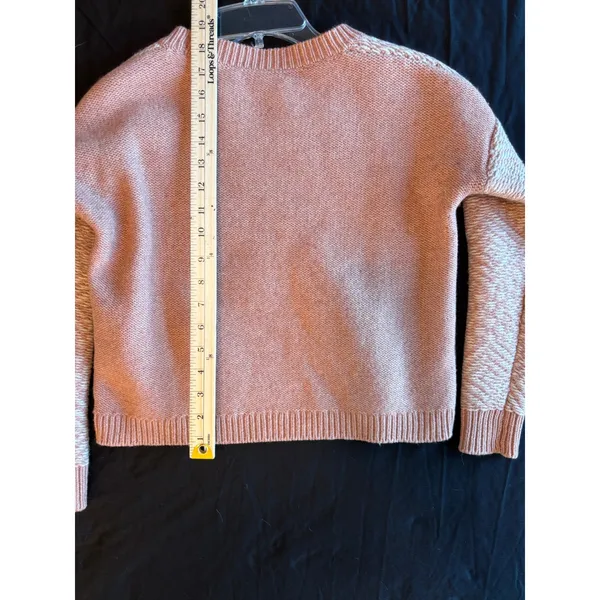 Madewell Fringe Chevron Knit Crewneck Sweater Clay Pink XXS wool - Image 2