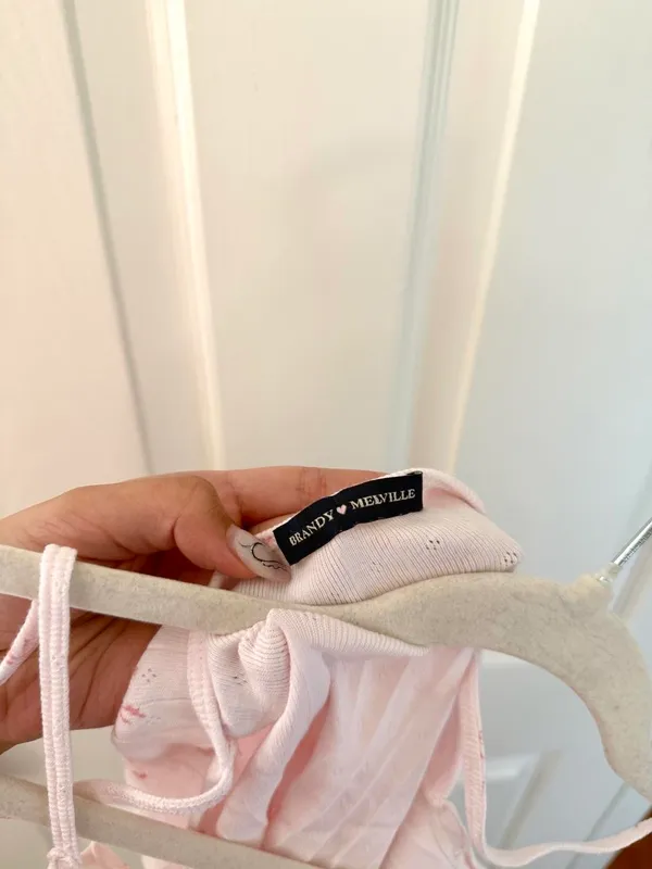 Brandy Melville Pink Floral Pointelle Nicolette Tank - Image 5