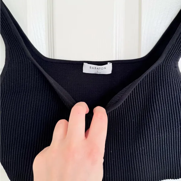 Aritzia Babaton‎ Knit Sculpt Black Ribbed Women's Crop Top Large - Image 5