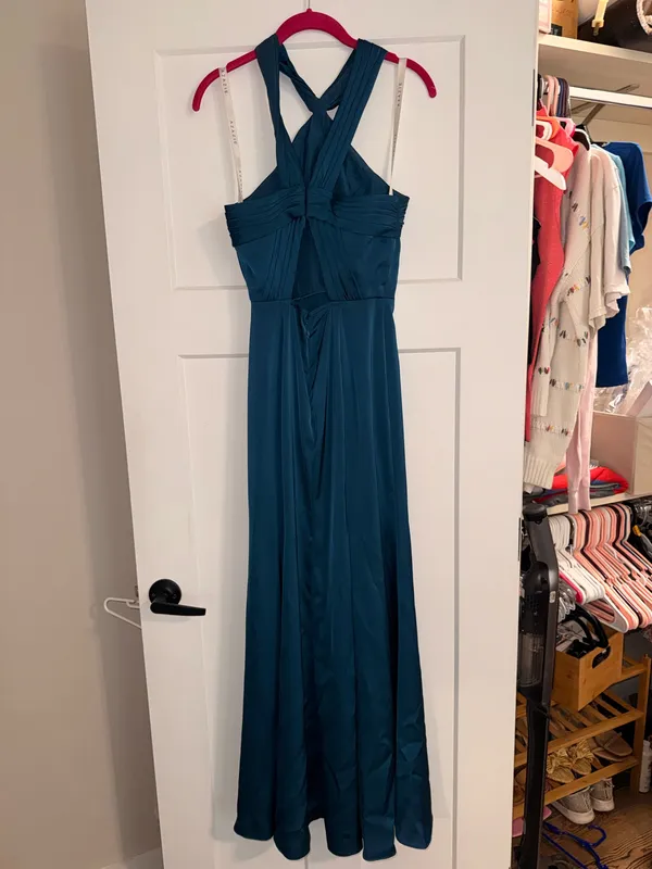 Ink Blue Azazie cross halter dress - Image 4