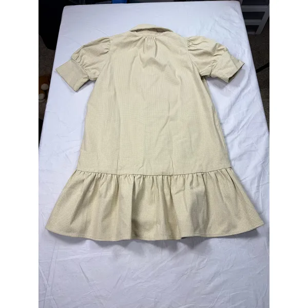 Never a Wallflower beige faux leather drop waist ruffle dress. Size XS. - Image 5