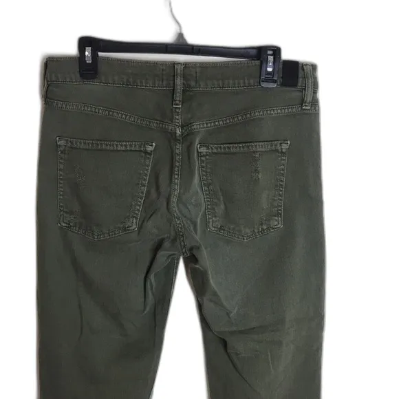Vince ladies army green distressed 5 pocket skinny jeans‎ size 28 - Image 9