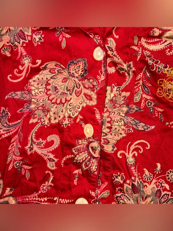 LRL Ralph Lauren Pajama Set Womens M Paisley Floral Old‎ Money Comfort Cozy - Image 4