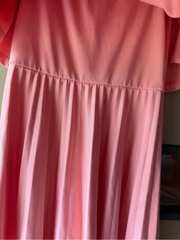 ASOS Pink-peach Off-Shoulder Ruffle Midi Dress - Image 2