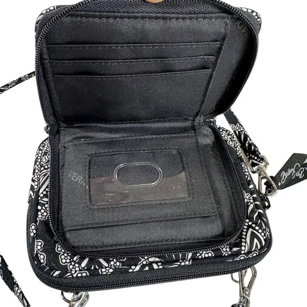 Vera Bradley Black Bianca Bouquet Crossbody Wallet - Image 8
