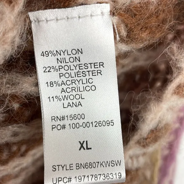 Democracy Chunky Knit V Neck Striped Relaxed Fit Sweater Pullover size XL - Image 7