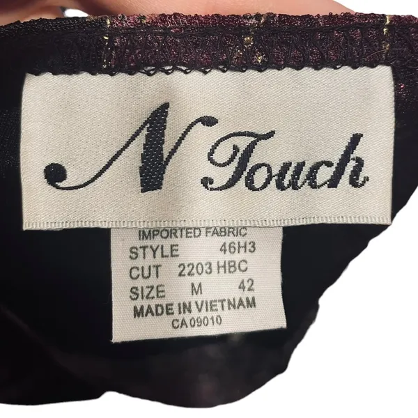 N Touch Vintage 90s Whimsygoth Autumn Fall Moody Artsy Witchy Leaf Stretch Top - Image 7