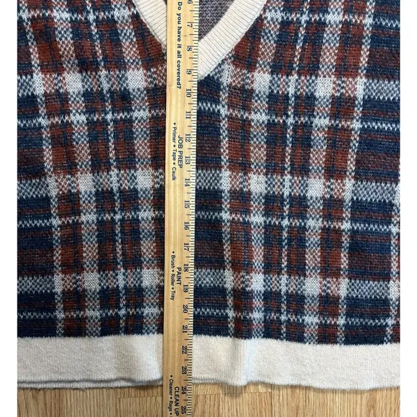 Banana Republic Womens Small Plaid V-Neck Sweater Wool Mohair Oversized Short - Image 6