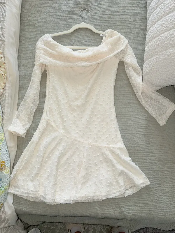 Princess Polly cream off the shoulder dress - Image 2