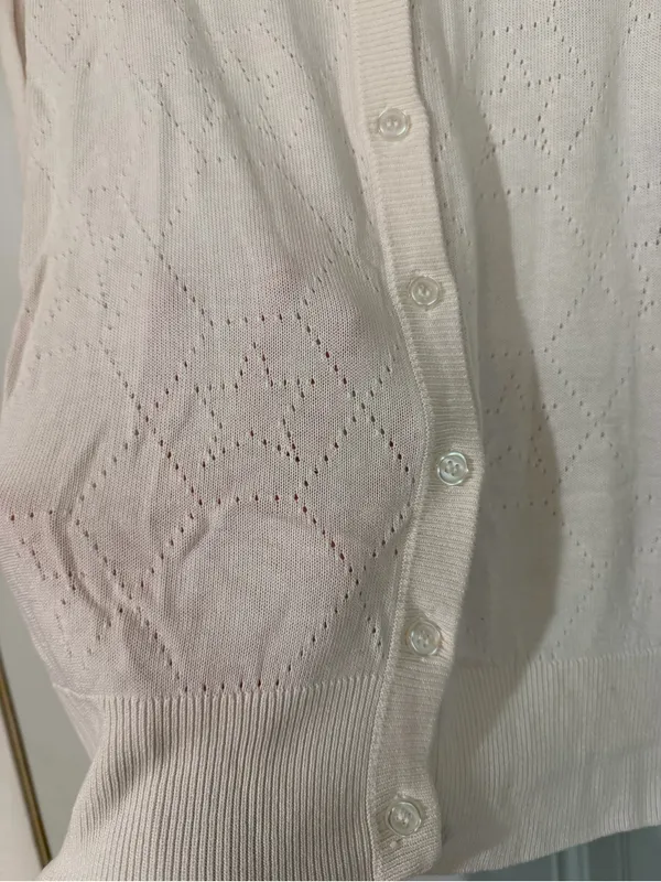 Torrid Crew Long Sleeve Pointelle Cardigan Sweater White 0 Large Cottagecore - Image 6