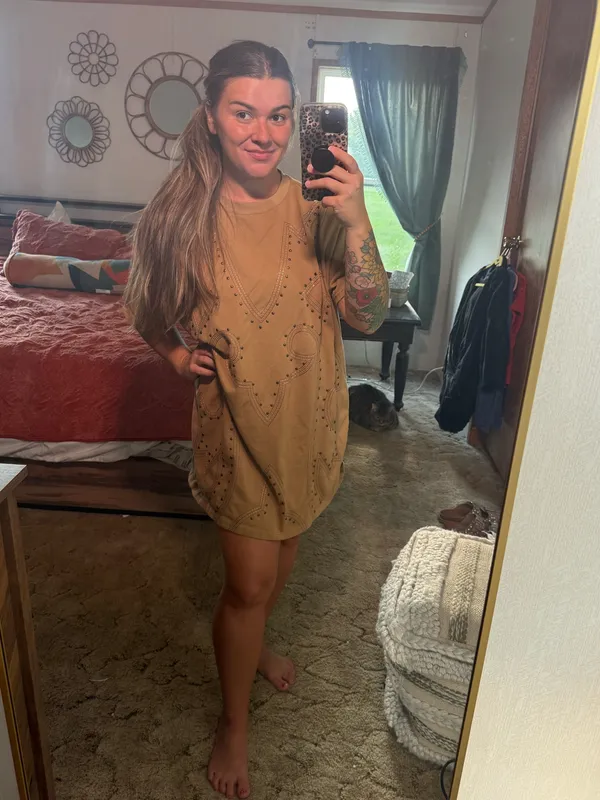 Studded western T-shirt dress - Image 2