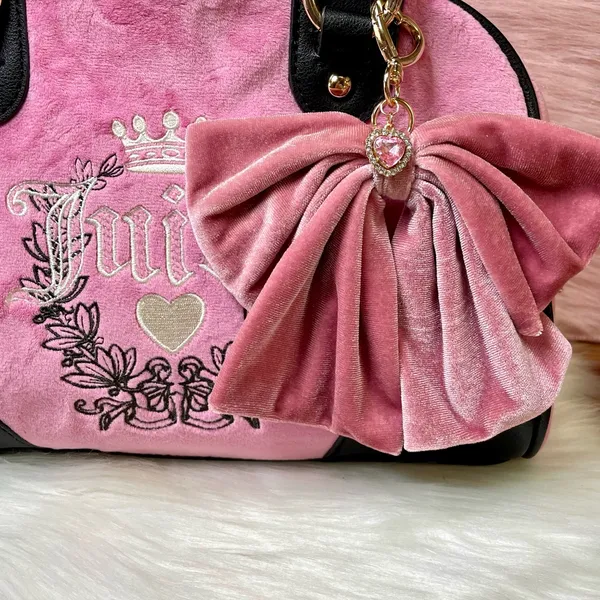 Juicy Couture New Coquette Dusty Rose Velour Bow for Bag/Purse/Tote - Image 4