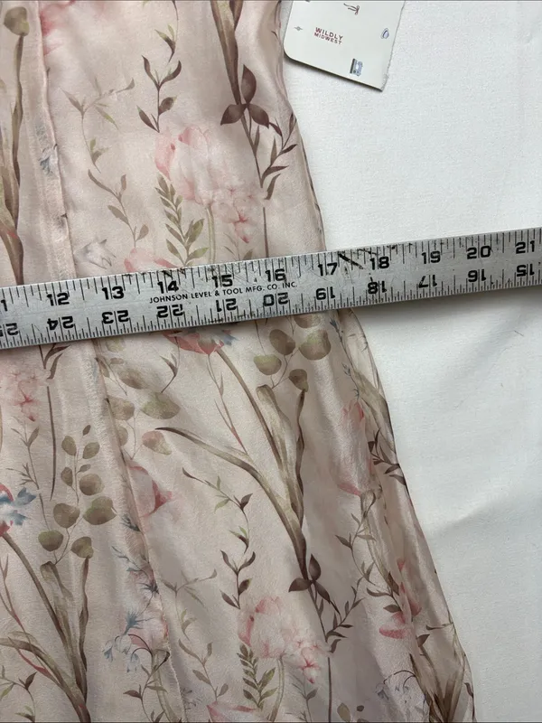 Storia xl Blush Floral Cream Maxi Slip Dress Ruffle Hem romantic guest party - Image 8