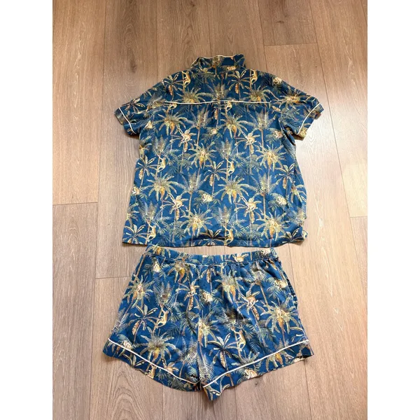 Mara Intimite Navy Tropics Tree Pajamas‎ Set Summer Resort Made in Peru - Image 3