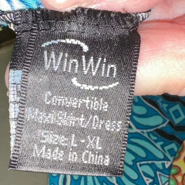 Win Win Maxi Dress L/XL Blue Green Boho Print‎ Sleeveless - Image 4
