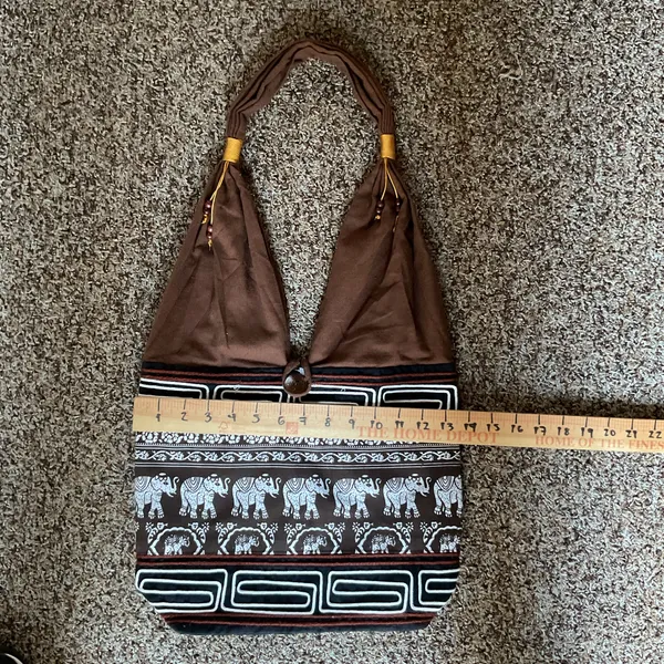 Elephant Print Boho Hobo Shoulder Bag Brown Tribal Ethnic Tote Purse Women - Image 10