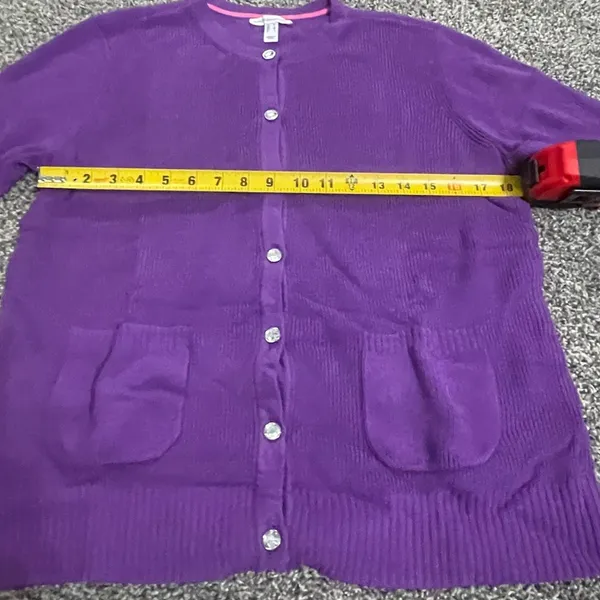 Isaac Mizrahi purple Button Front long sleeve Sweater Cardigan M - Image 6