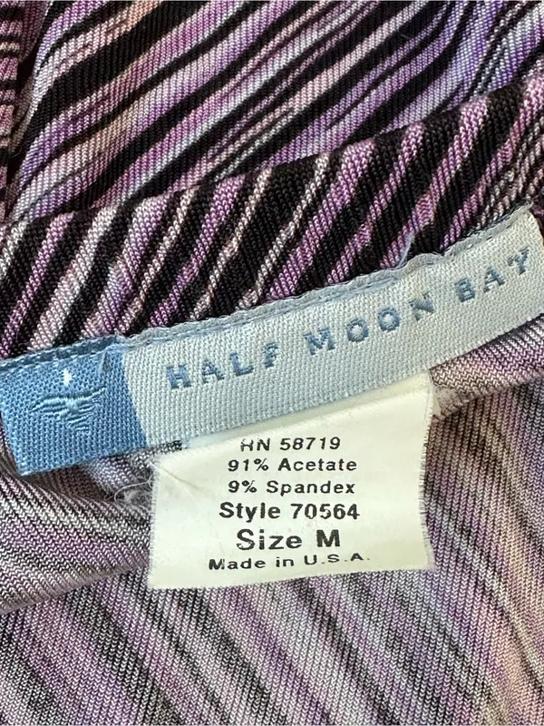 Vintage Purple Black Striped Midi Slip Skirt Ruffle Hem 90s Y2K Fairy Grunge - Image 3