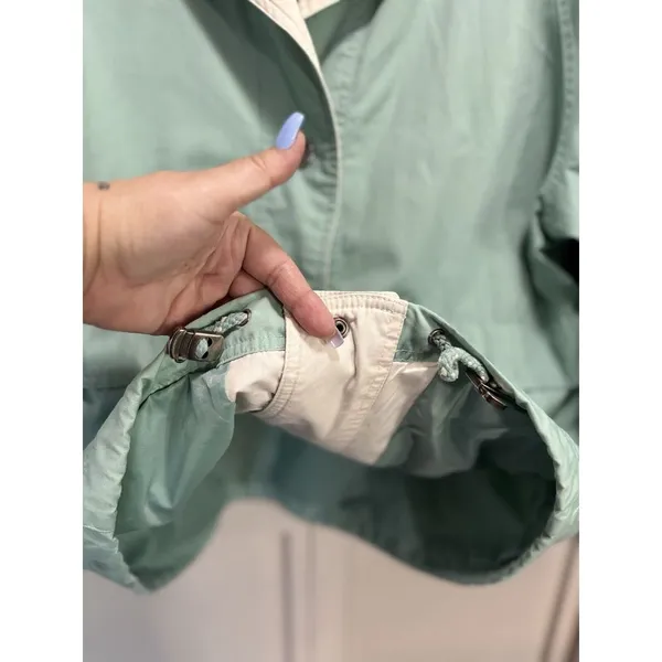 Izzy Sport Mint Green Snap Up‎ Rain Jacket Collar Cord/Toggle Size Large - Image 4