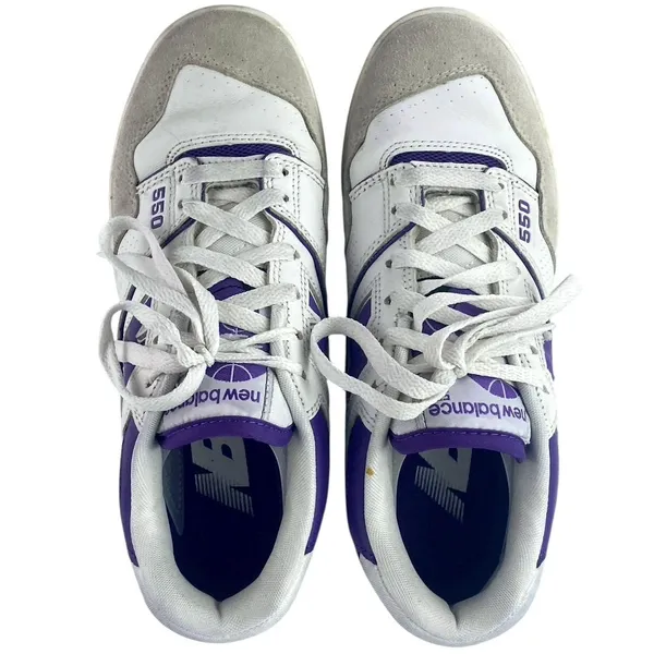 New Balance 550 Women's White Purple Lace Up Low Top Athletic Sneakers Shoes 7 - Image 2