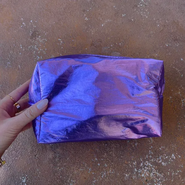 Free People New purple metallic make up/ toiletry bag - Image 4