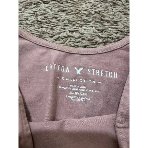 American Eagle Cotton Stretch Floral Scoop Neck Crop Top‎ Women's XS Pink - Image 3