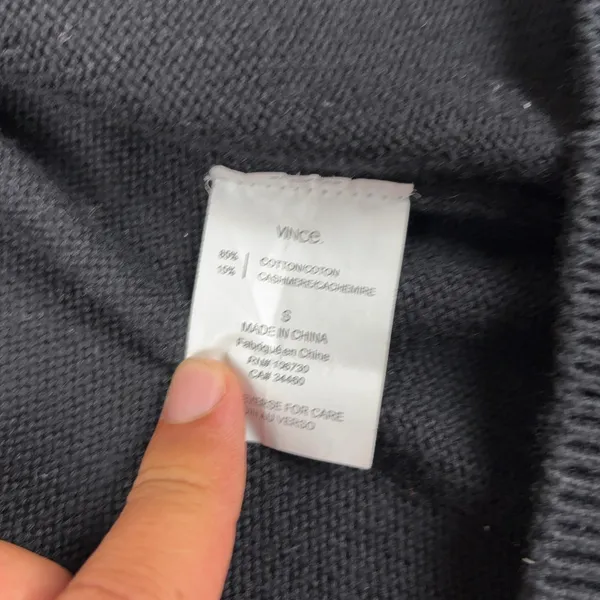 Vince‎ Cardigan Womens S Black 85% Cotton 15% Cashmere Crew Neck Lightweight - Image 7