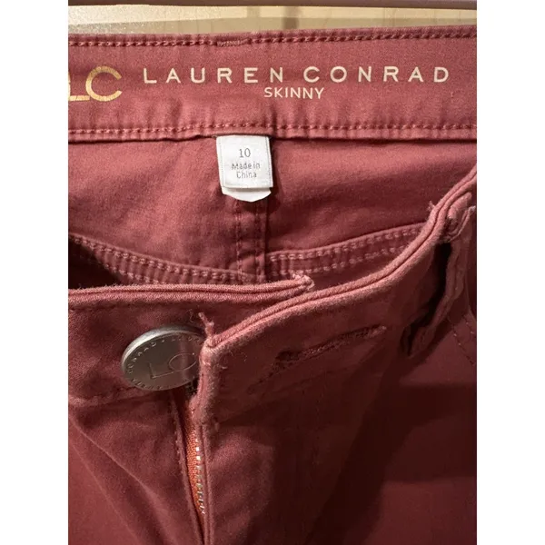 LC Lauren Conrad Skinny Jeans Women’s 10 Mauve Burgundy Stretch Pants - Image 4
