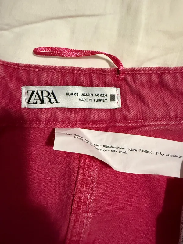 ZARA Pink Denim Tube Top - Image 3