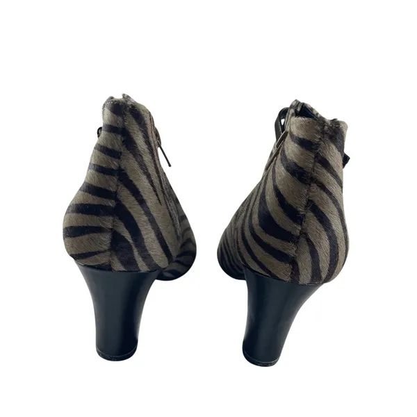 Aerosoles Patrole Car Zebra Print‎ Calf Hair Ankle Boots Womens 9M Brown Black - Image 4