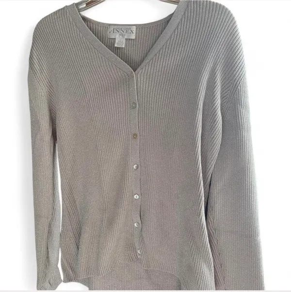 NWT casual corner annex shimmering light gray cardigan - Image 10