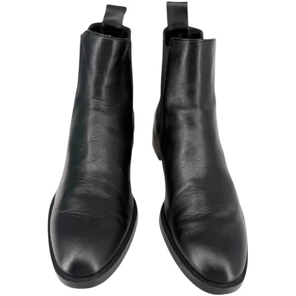 ZARA Women's Black Leather Chelsea Ankle‎ Boots Size 7.5 (EU 38) Minimalist - Image 5