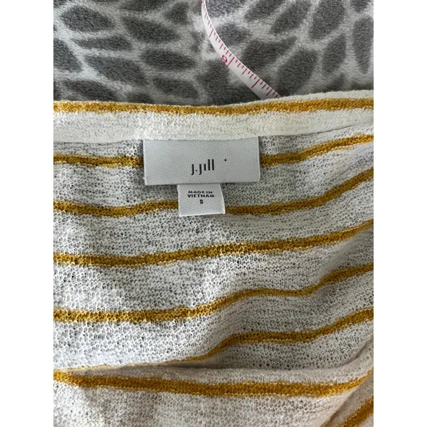Striped Cotton Slub Knit Top sz Small White Yellow Oversized Coastal Minimalist‎ - Image 2