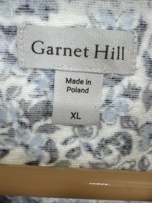 Garnet Hill Blue Green Floral Pajama set organic cotton long sleeve pants L/XL - Image 13