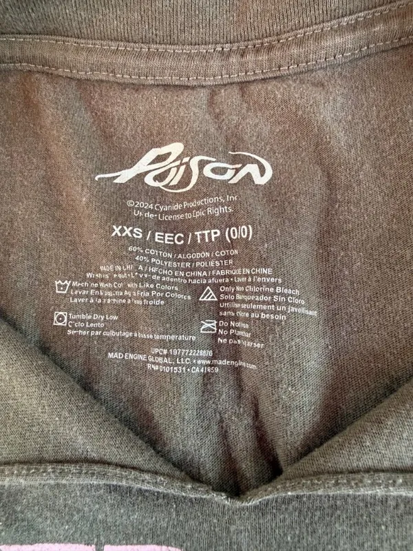 Poison XXS Brown Cotton Vintage Band Graphic Tee Cropped - Image 5