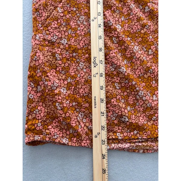 Universal Thread Floral Blouse L Excellent Ruffle Neck Long Sleeve Rust Multi - Image 9