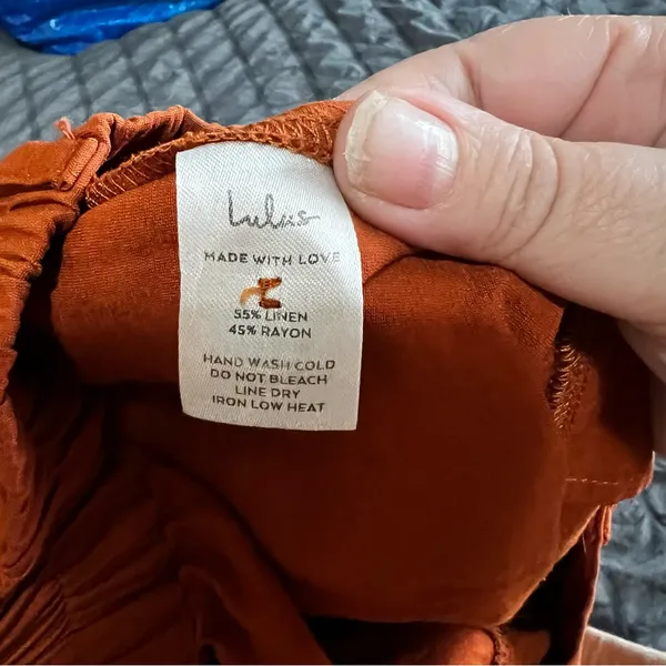 Lulus On Breezy Street Rust Orange High Rise Wide‎ Leg Flowy Linen blend Pants - Image 10