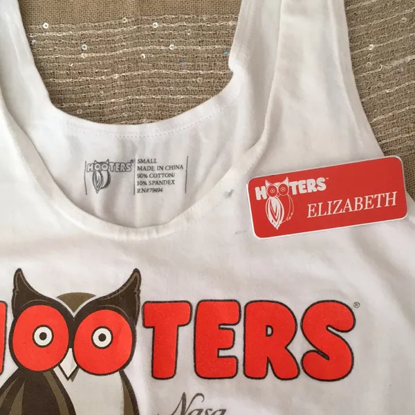 Hooters Girl Worn Sexy Tank Shorts Webster TX Sm/Xs & Free “Elizabeth” Name Tag - Image 3