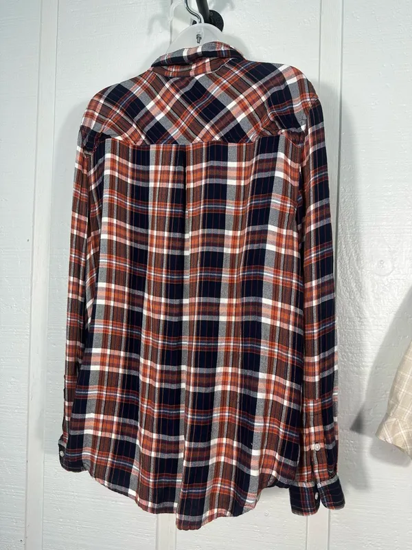 Lucky Brand Brown Plaid Long Sleeve Shirt Size XL EUC - Image 7