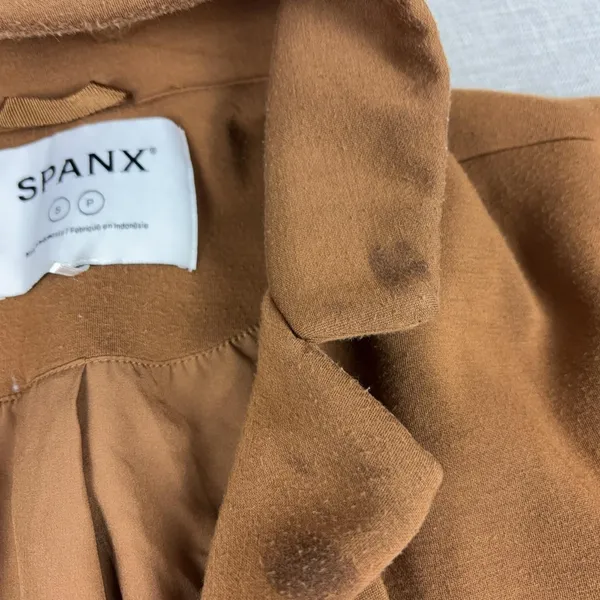 Spanx Coat Womens Small Brown Modal Blend Long Open Front Overcoat Lined Pockets - Image 7