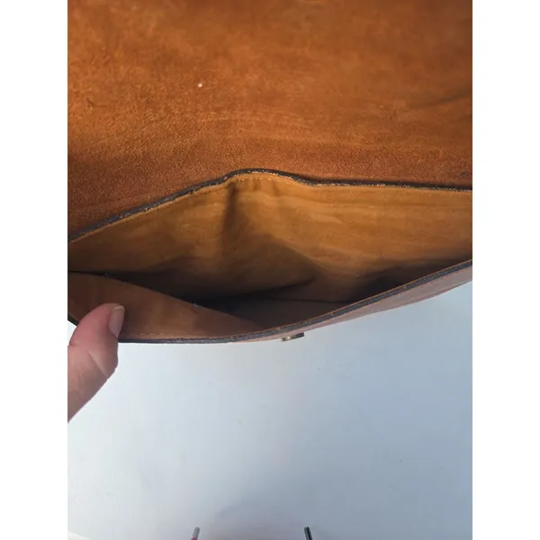 Patricia Nash Embossed Brown Leather Clutch Purse Bag Flap Snap - Image 5